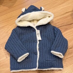 Blue Hooded Baby Cardigan with Ears